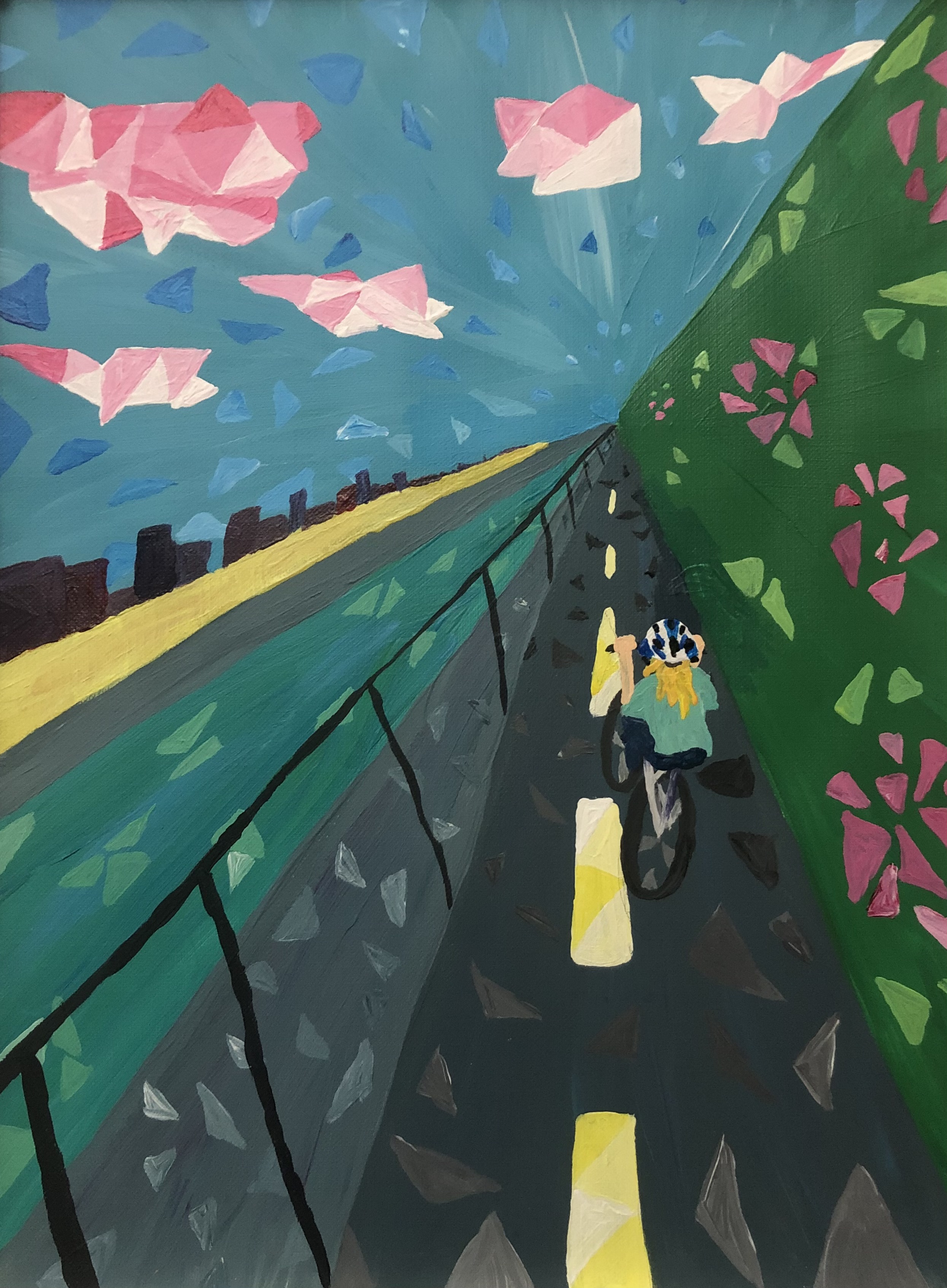 girl on bike path